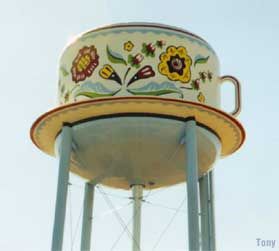 World's Largest Swedish Coffee Cup -birthplace of Virginia Christine, 'Mrs.  Olson' of Folger's Coffee fame-Stanton, Iowa | Images of Old Hawaii